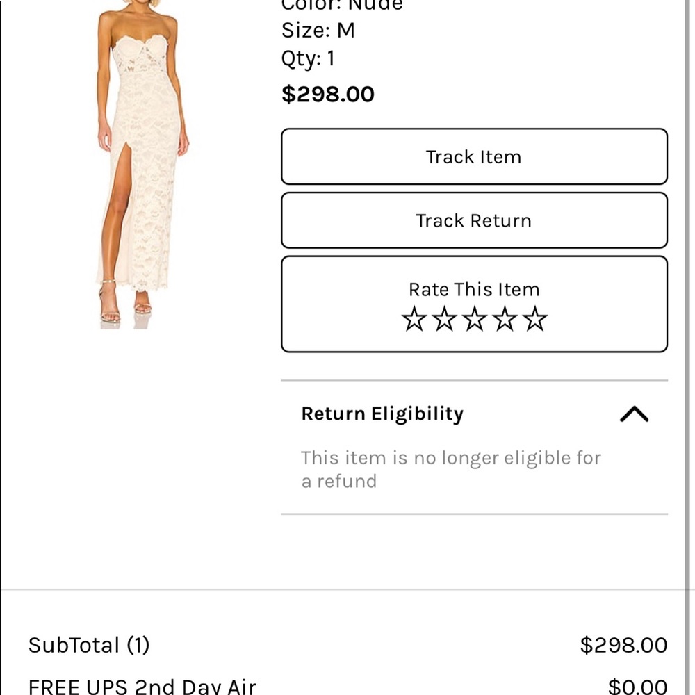 NWT Ferraro Lovers & Friends Gown. Never worn! Hard to photograph the top lace